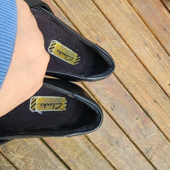 Clarks Grasp Chime Black Leather Slip Resist Slip on Work Clogs Women's Sz 8.5 M - Picture 7 of 15